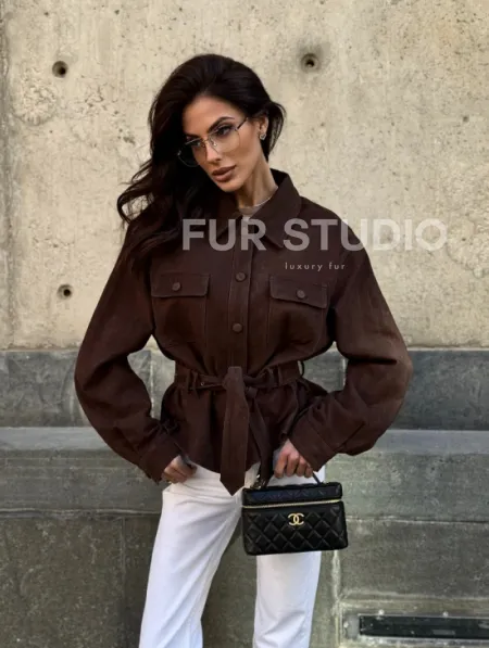 Женская куртка - рубашка из замши - фото 11