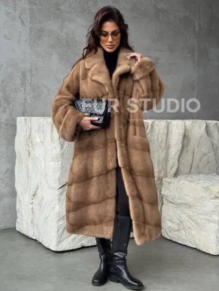 Бежевая норковая шуба oversize - фото 6