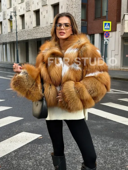 Шуба из лисы с капюшоном - фото 9