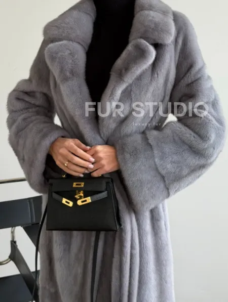 Голубая норковая шуба - фото 1