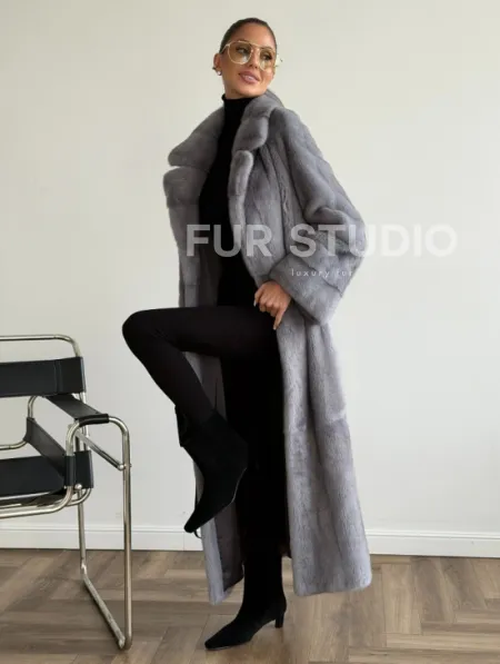 Голубая норковая шуба - фото 5