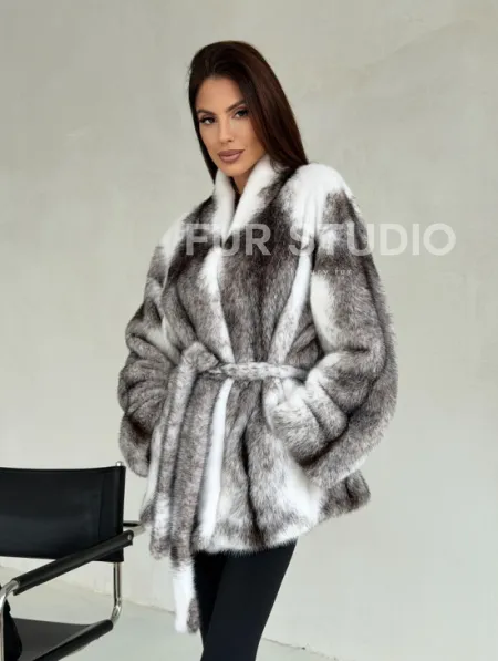 Белая шуба из норки крестовки - фото 6