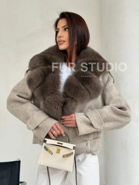 Куртка - пальто с мехом финского песца - фото 8