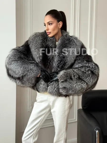 Кроп-шуба из чернобурой лисы - фото 10