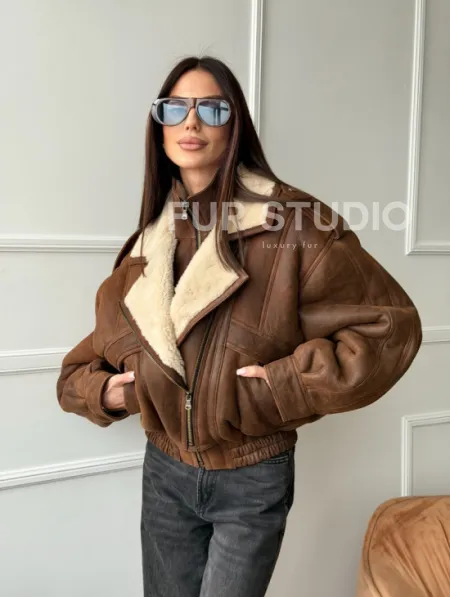 Молодежная куртка - дубленка из овчины - фото 13