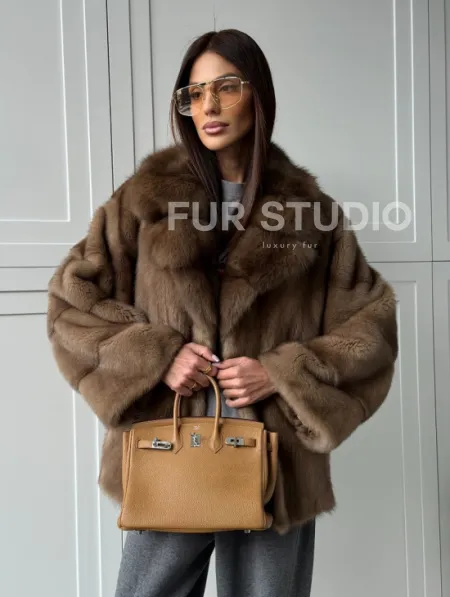 Куртка из меха норки - воротник куница - фото 18