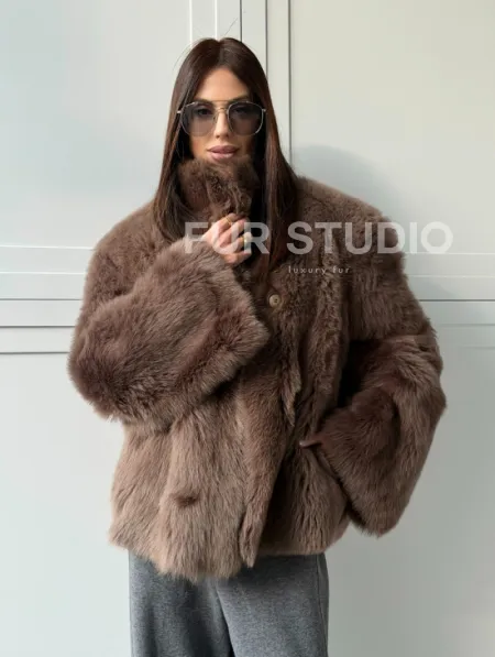 Дубленка из тосканы цвет taupe - фото 12