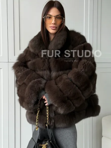 Шуба из натурального песца под соболь - фото 4