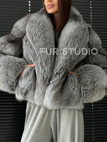 Полушубок - кроп из меха блюфрост - фото 2