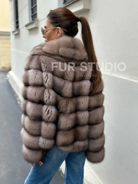 Шуба из меха соболя в оттенке торторо - фото 6