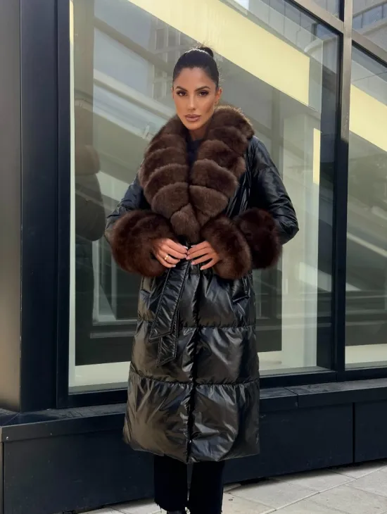Зимний женский пуховик с воротником из меха финского песца - фото 7
