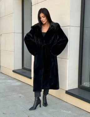 Норка кимоно BLACKGLAMA роспуск, капюшон кобра - фото 12