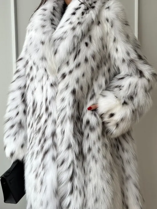 Манто из меха аукционной кристальной лисы (реплика канадской рыси) - фото 2