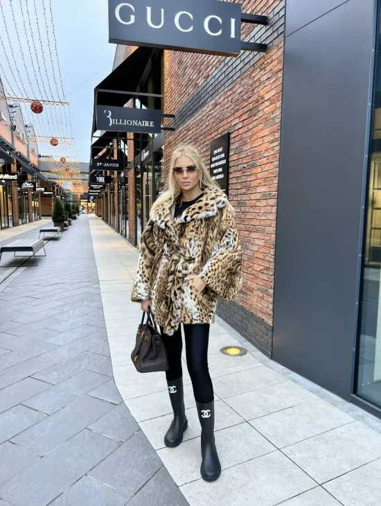 Шуба из оцелота под леопард модель «Летучая мышь» - фото 4