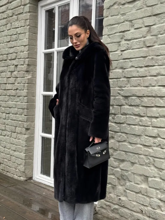 Норковая шуба PREMIUM из аукционной плюшевой норки с капюшоном - фото 3