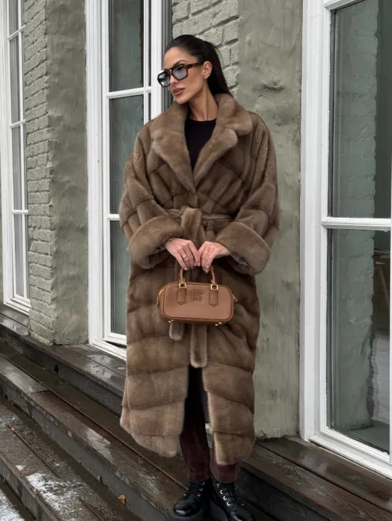 Шуба - кимоно из меха норки Saga Furs в натуральном цвете пастель - фото 9