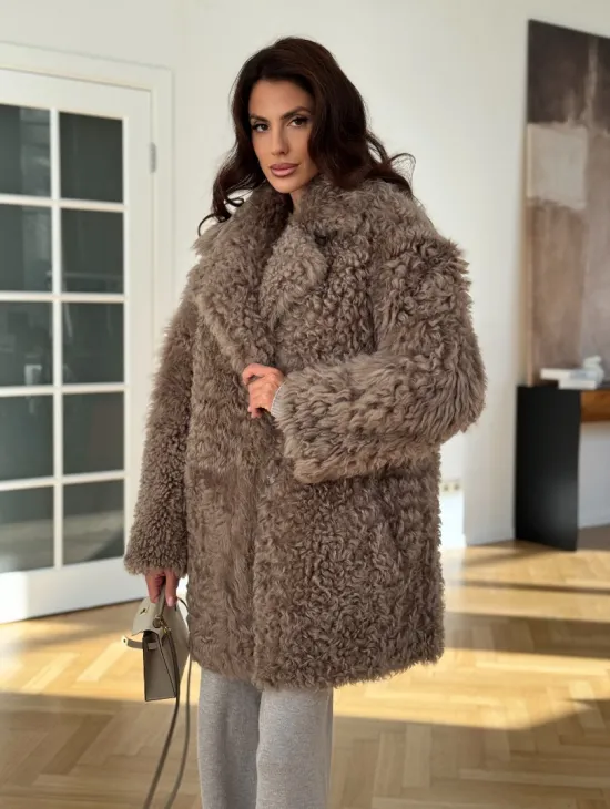 Двусторонняя шуба - дублёнка из меха испанского тиградо - фото 9