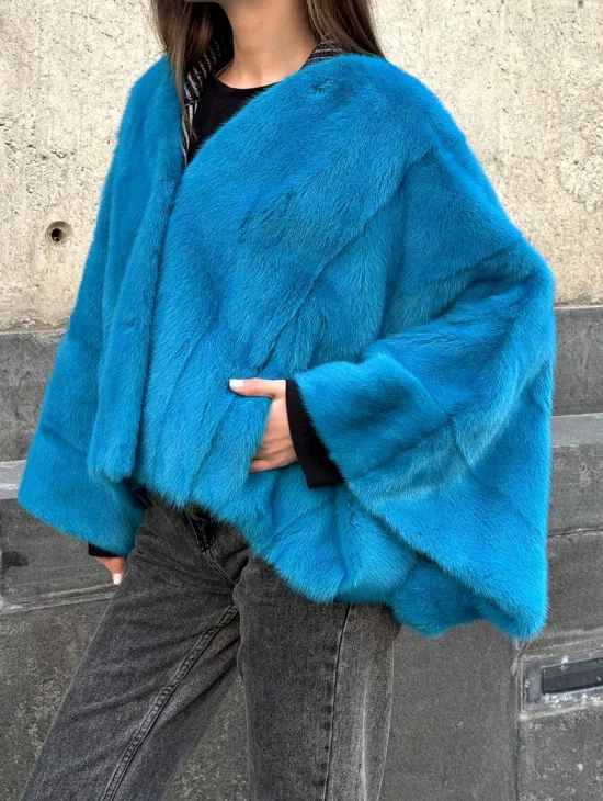 Голубое норковое болеро 