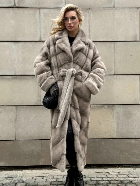 Кимоно - шуба норковая с английским воротником цвет Silver - фото 6