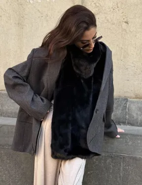 Черная норковая манишка - фото 8