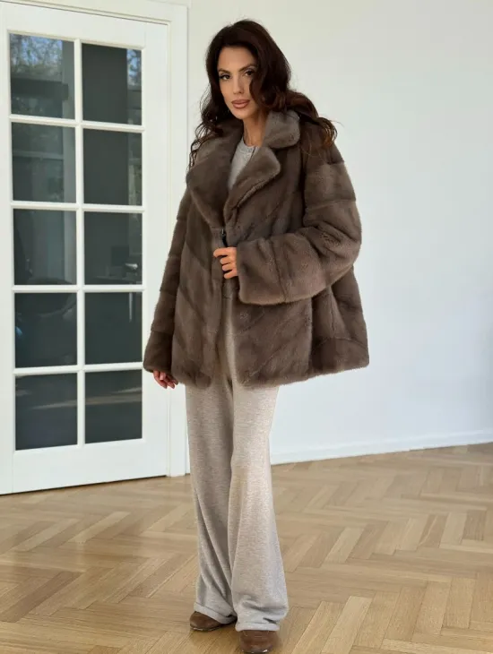 Шуба сasual art из меха норки lavender - фото 8