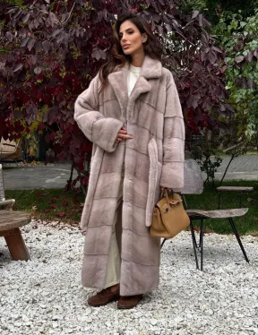 Длинная норковая шуба с поясом - фото 10