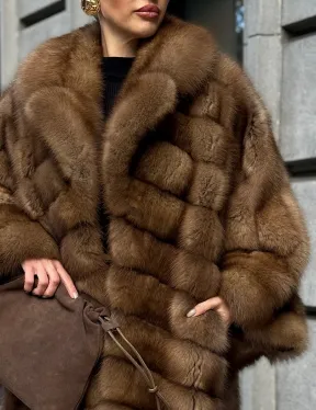 Шуба из куницы оверсайз - фото 1