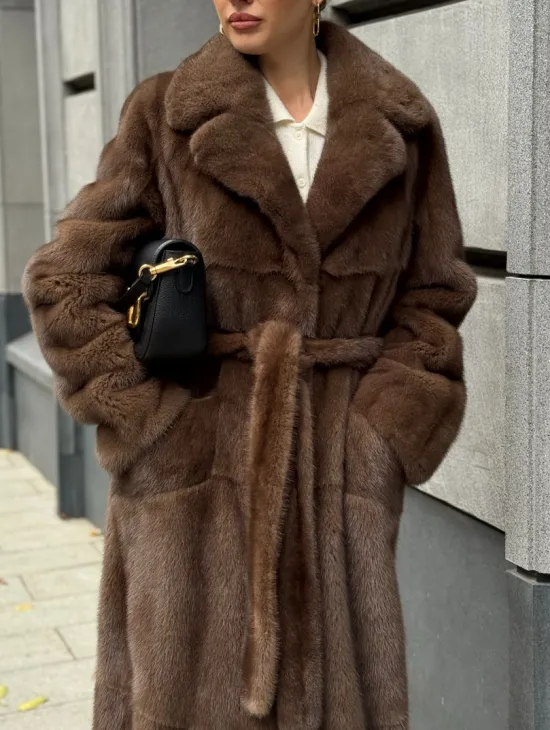 Норковая шуба - цвет соболь - фото 3