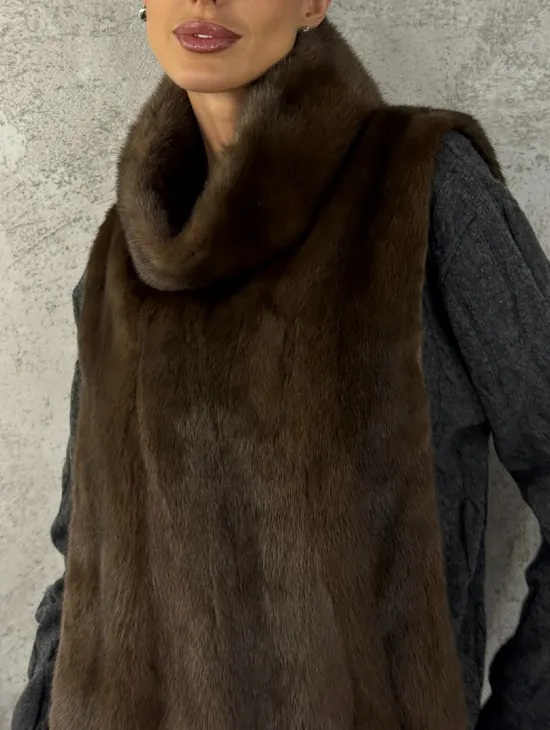 Манишка норковая - цвет соболь - фото 2