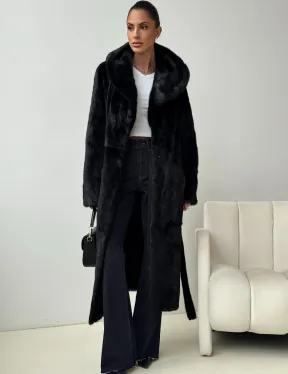 Черная норковая шуба с капюшоном - фото 3