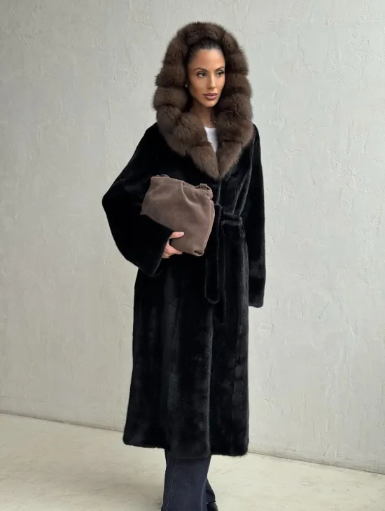 Норка кимоно BLACKGLAMA С капюшоном - фото 7
