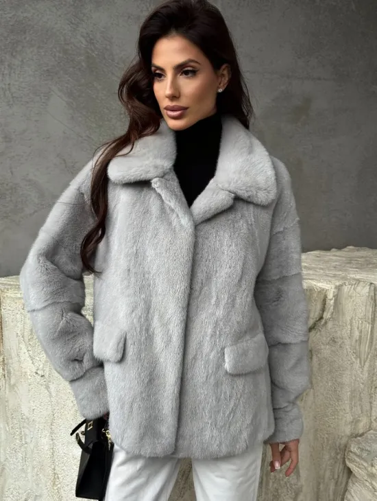 Голубая норковая шуба - фото 2