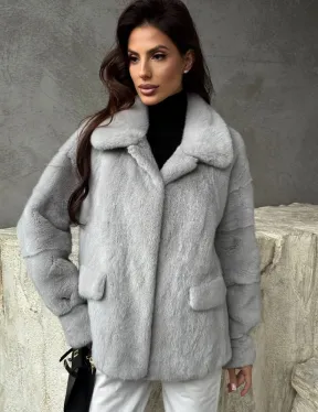 Голубая норковая шуба - фото 2