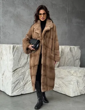 Бежевая норковая шуба oversize - фото 10