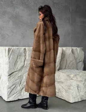 Бежевая норковая шуба oversize - фото 8