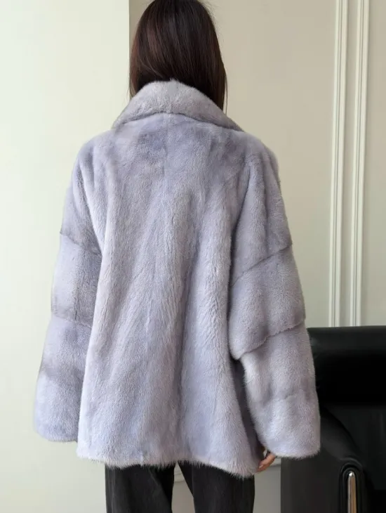 Шуба из норки короткая с английским воротником - фото 3