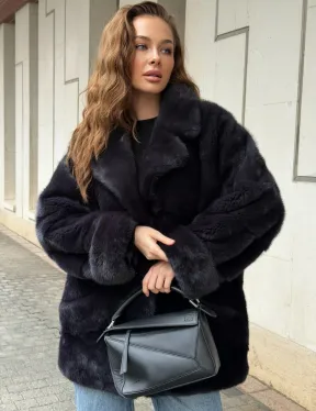 Норковый полушубок - английский воротник - фото 4