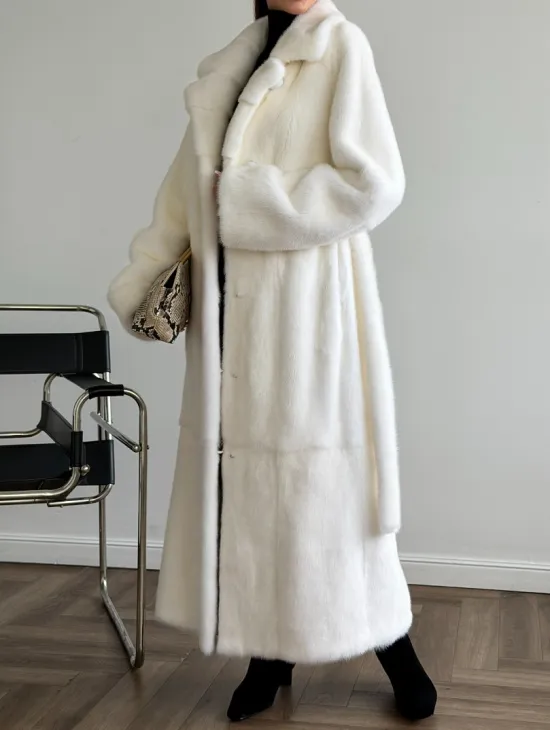 Белая норковая шуба в пол - фото 4