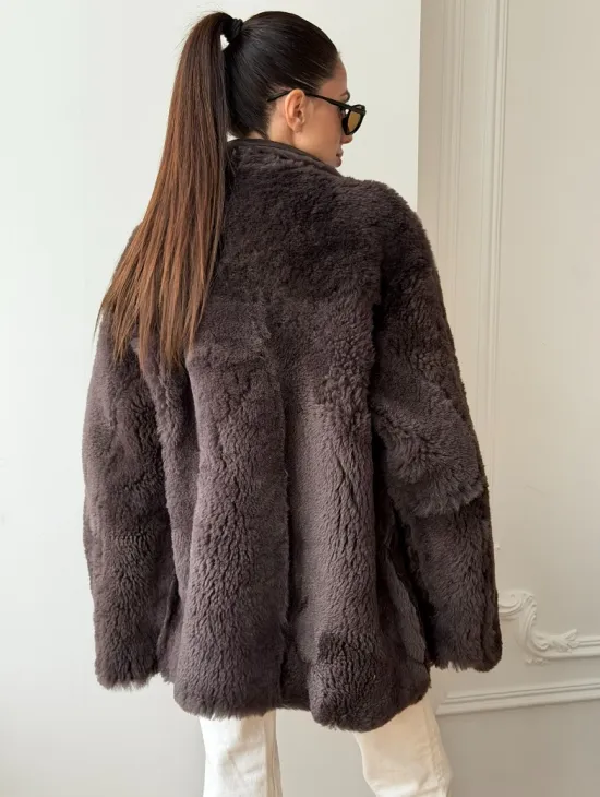 Двухсторонняя дубленка - мех тиградо - фото 8