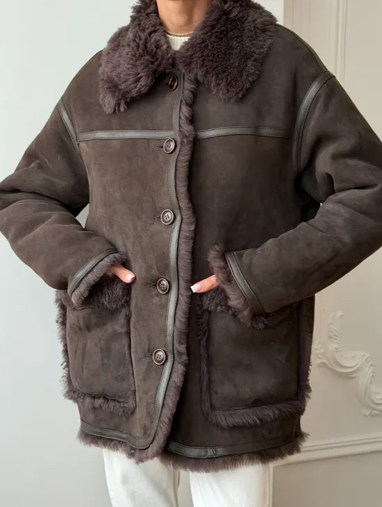 Двухсторонняя дубленка - мех тиградо - фото 4