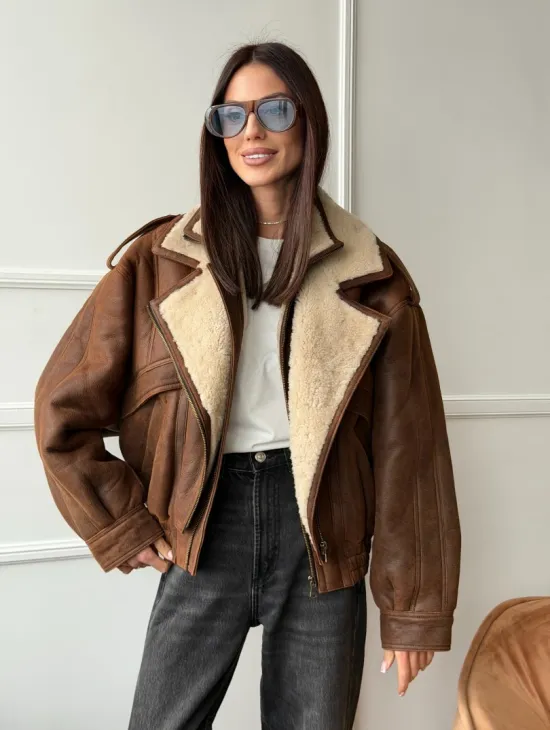 Молодежная куртка - дубленка из овчины - фото 9