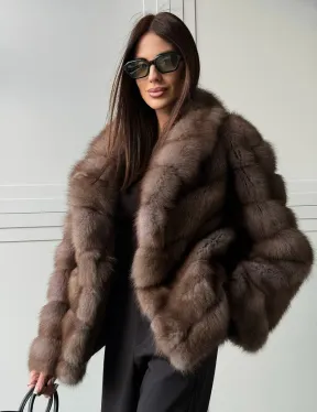 Куртка из куницы - воротник шаль - фото 0