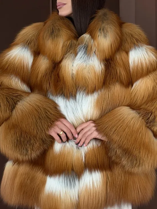 Короткая шуба из рыжей лисы - фото 1