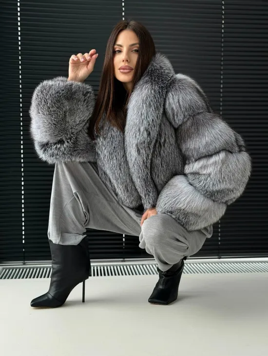 Полушубок - кроп из меха блюфрост - фото 7