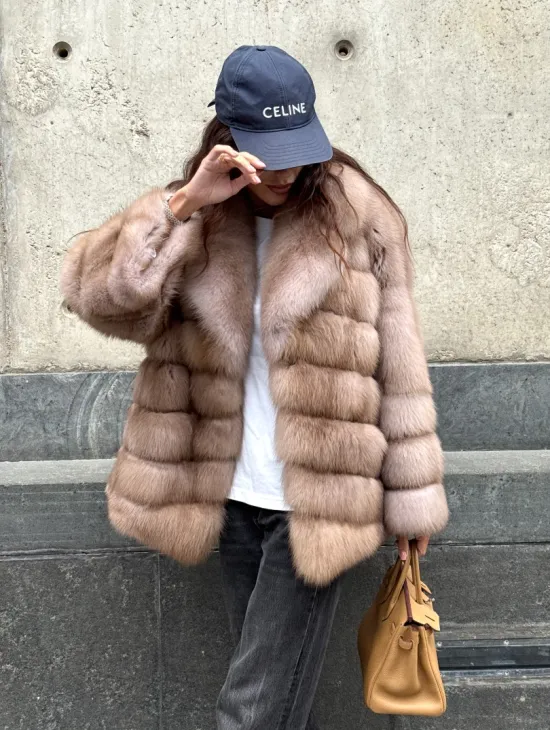 Шуба из меха куницы - цвет Tortora - фото 9