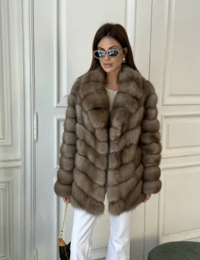 Шуба из куницы воротник английский - фото 6