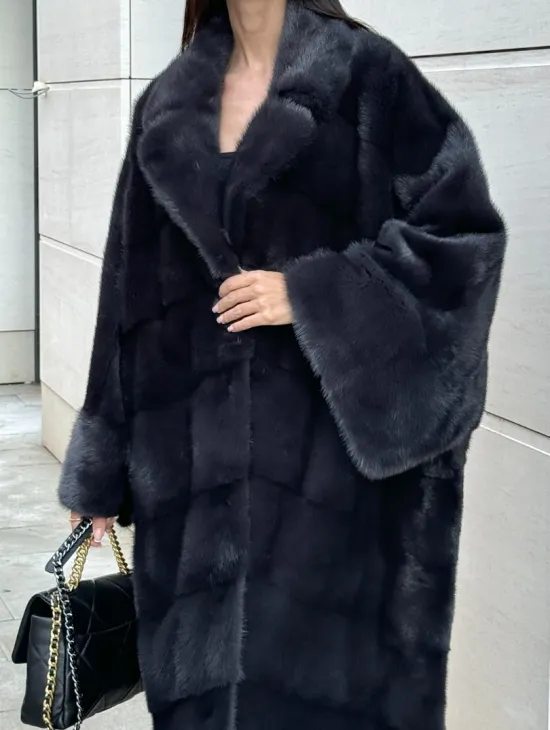 Манто из аукционной норки в цвете графит - фото 4