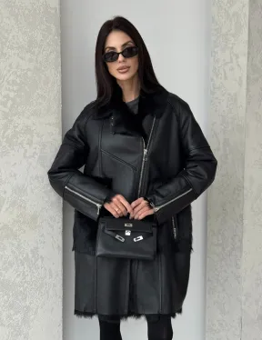 Черная дубленка на тоскане - фото 6