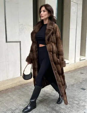Норковая шуба NAFA соболиного натурального цвета - фото 8